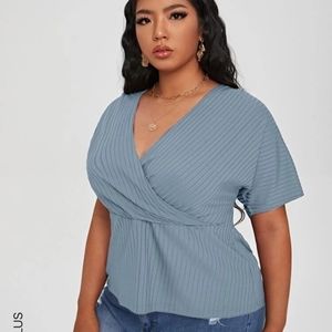 Plus Ribbed Surplice Front Tee